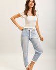 Toxik3 pantalon jean boy cropped denim stretch imprimé