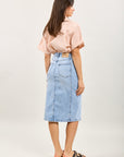 Toxik3 mid-length denim pencil skirt with slit