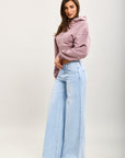 Toxik3 wide denim stretch jean pants low waist frayed ankles