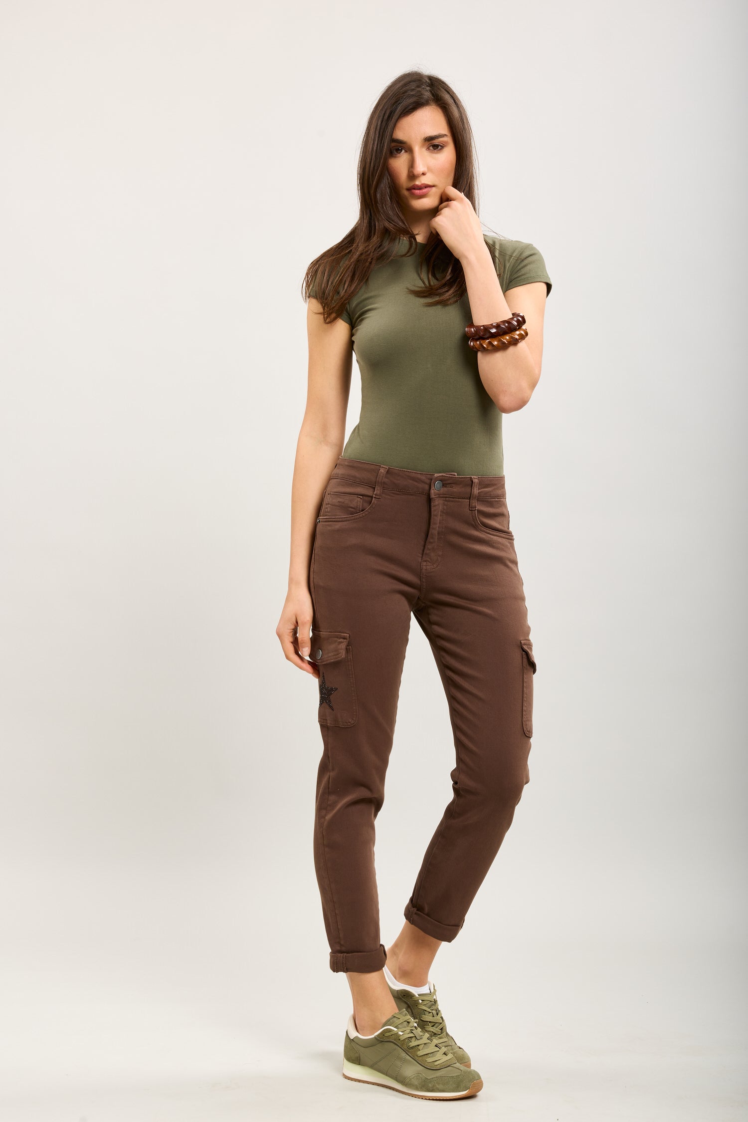 Toxik3 pantalon cargo cropped slim en jean stretch