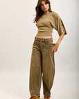 Toxik3 pantalon jean balloon denim stretch boutons à la taille