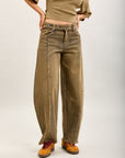 Toxik3 pantalon jean balloon denim stretch boutons à la taille