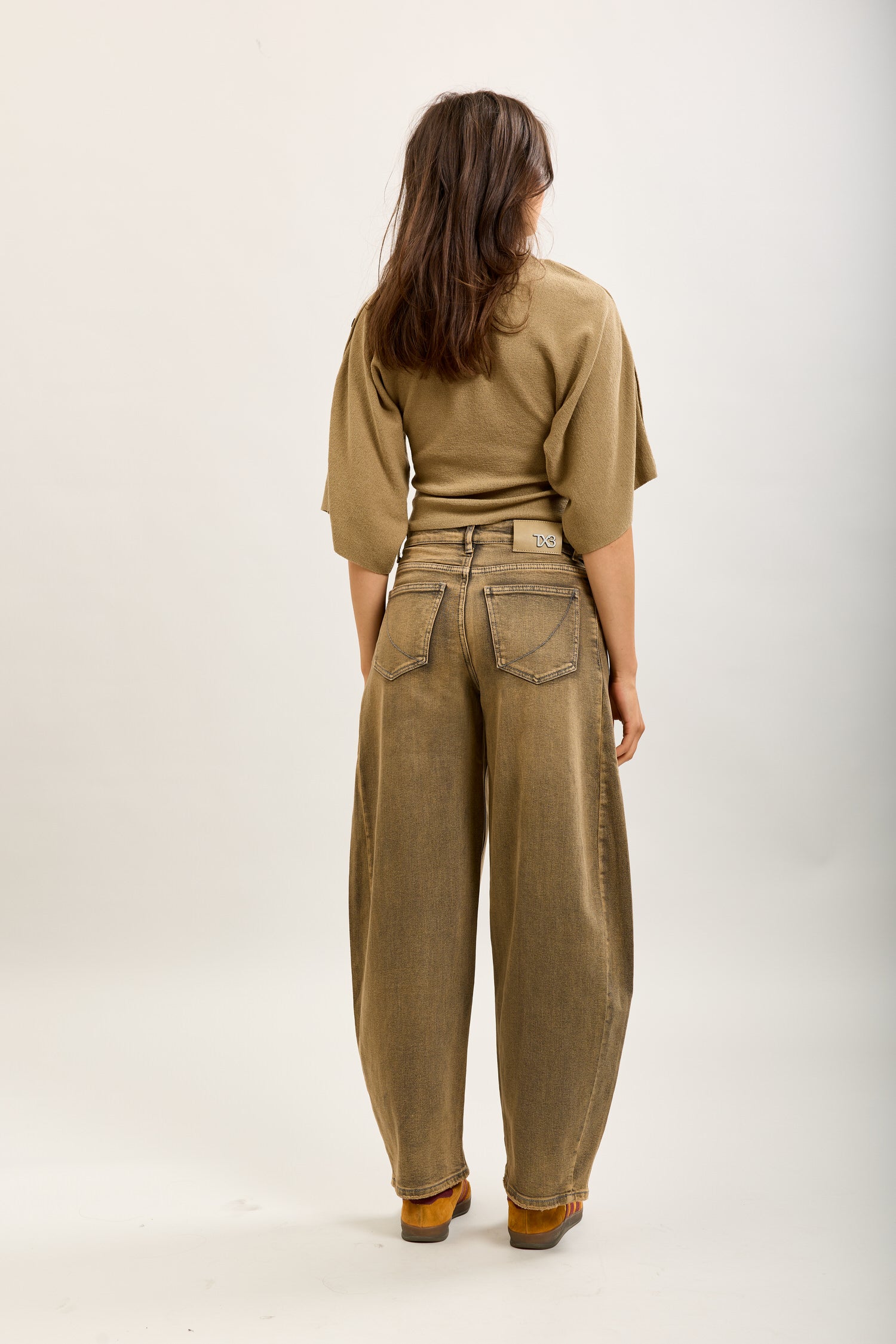Toxik3 pantalon jean balloon denim stretch boutons à la taille