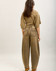 Toxik3 pantalon jean balloon denim stretch boutons à la taille