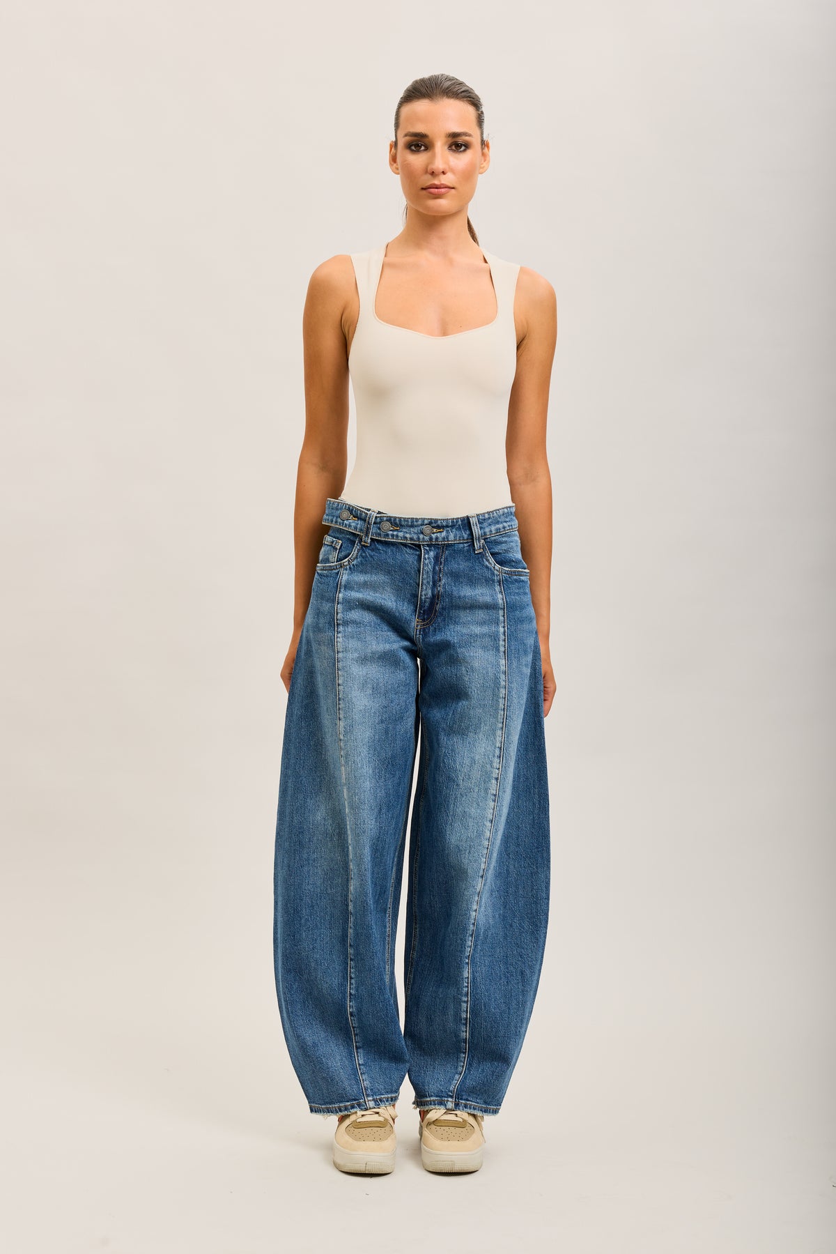 Toxik3 stretch denim balloon jean pants buttons at the waist