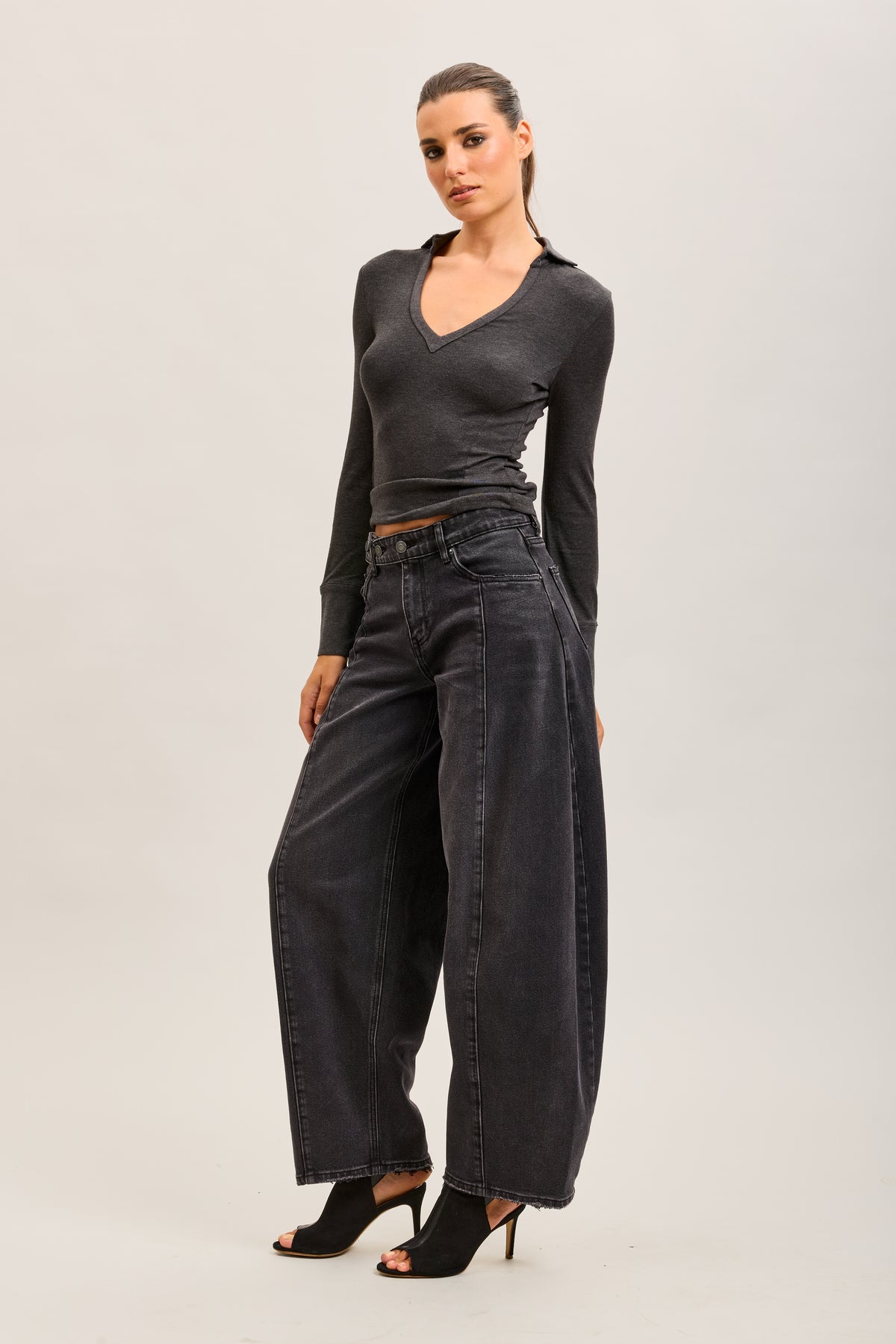 Toxik3 stretch denim balloon jean pants buttons at the waist