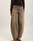 Toxik3 pantalon jean balloon denim stretch boutons à la taille