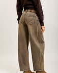 Toxik3 pantalon jean balloon denim stretch boutons à la taille