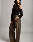 Toxik3 pantalon jean balloon denim stretch boutons à la taille