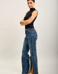Pantalones vaqueros bootcut de denim elástico Toxik3 con aberturas