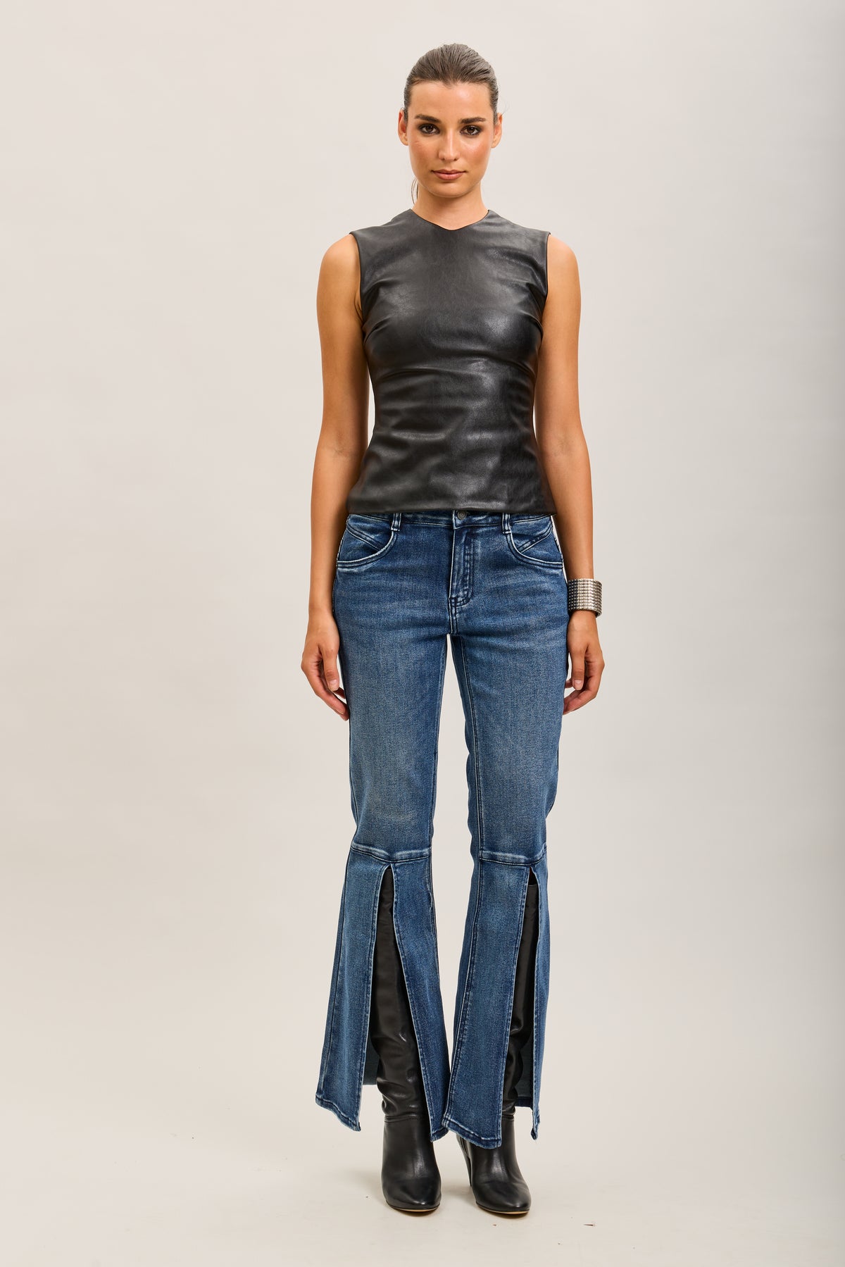 Toxik3 stretch denim bootcut jean pants with slits