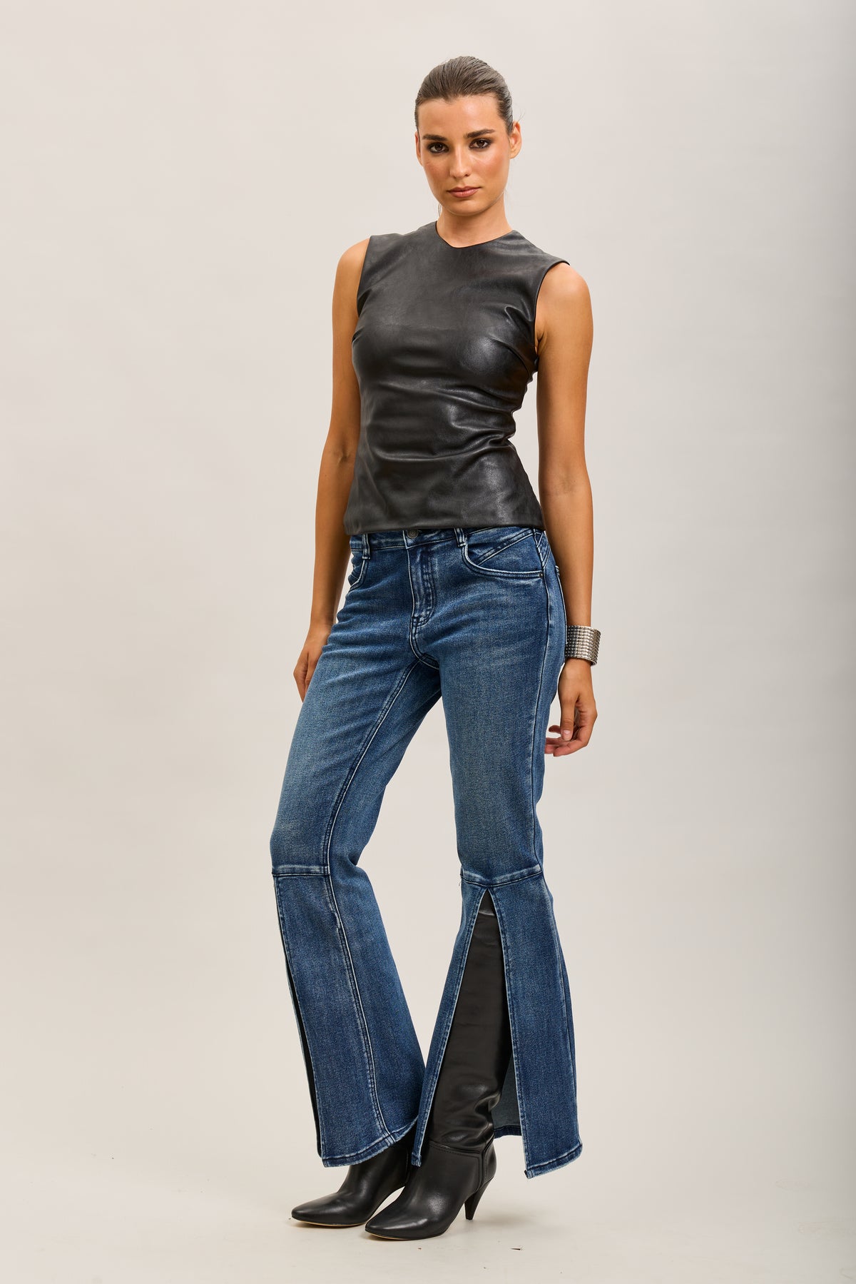 Toxik3 stretch denim bootcut jean pants with slits