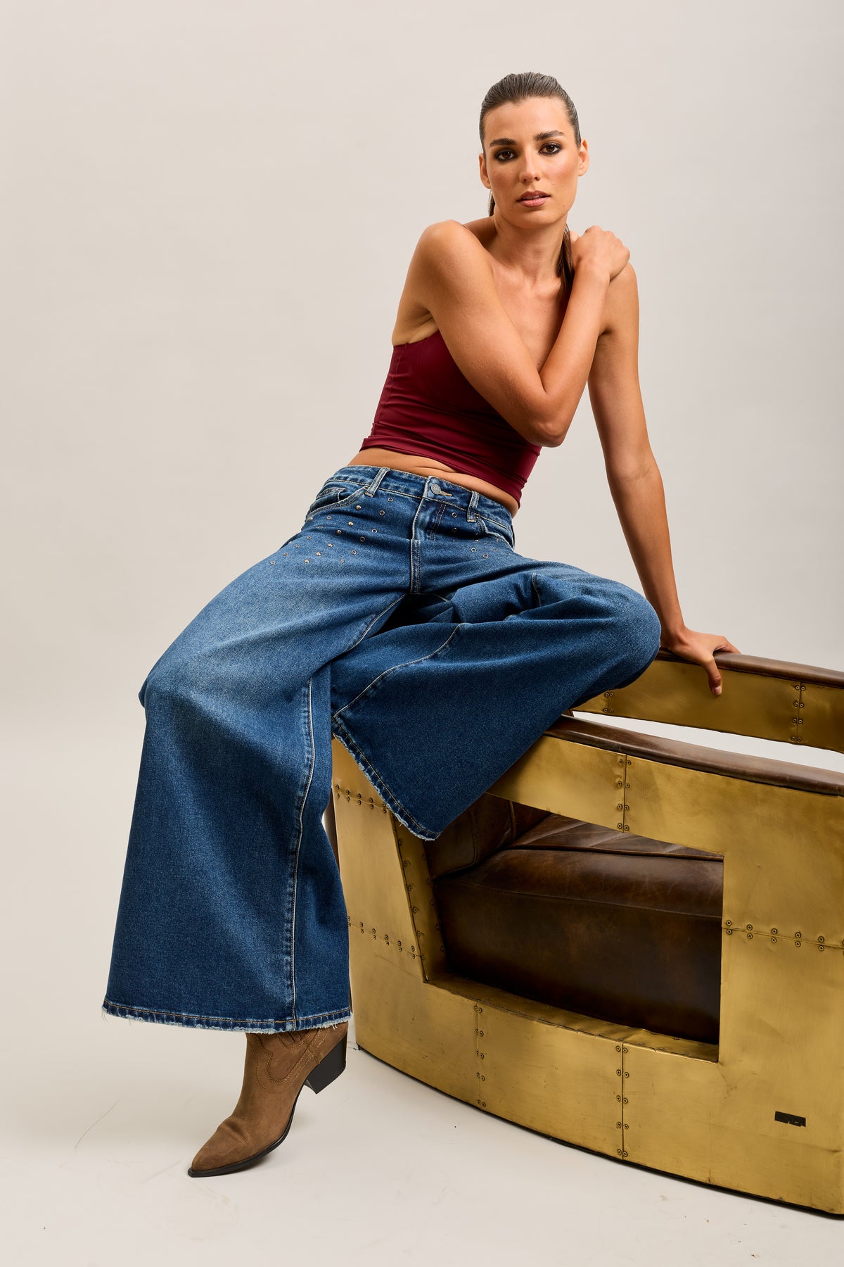 Toxik3 pantalon jean extra-wide denim stretch clous