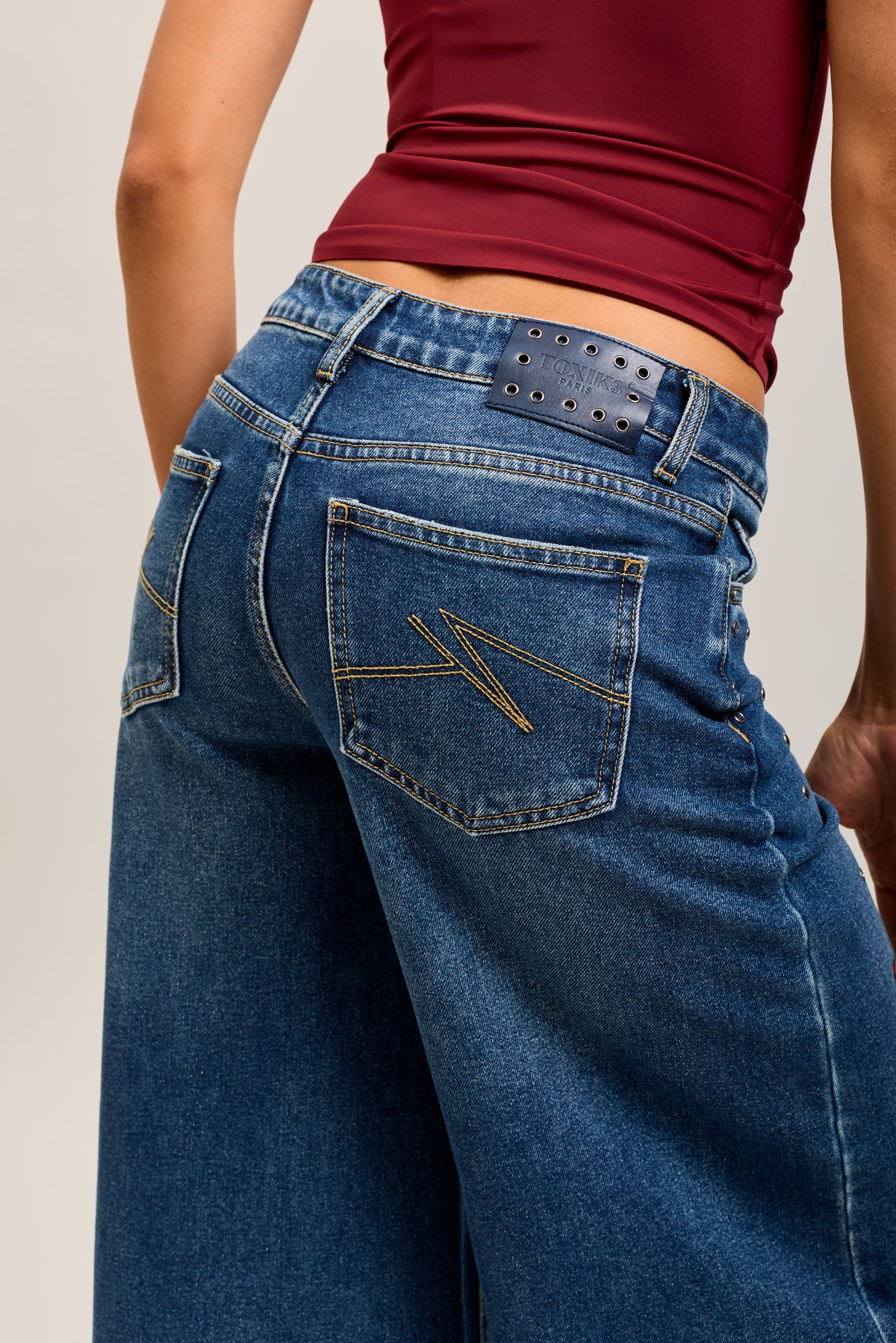 Toxik3 pantalon jean extra-wide denim stretch clous