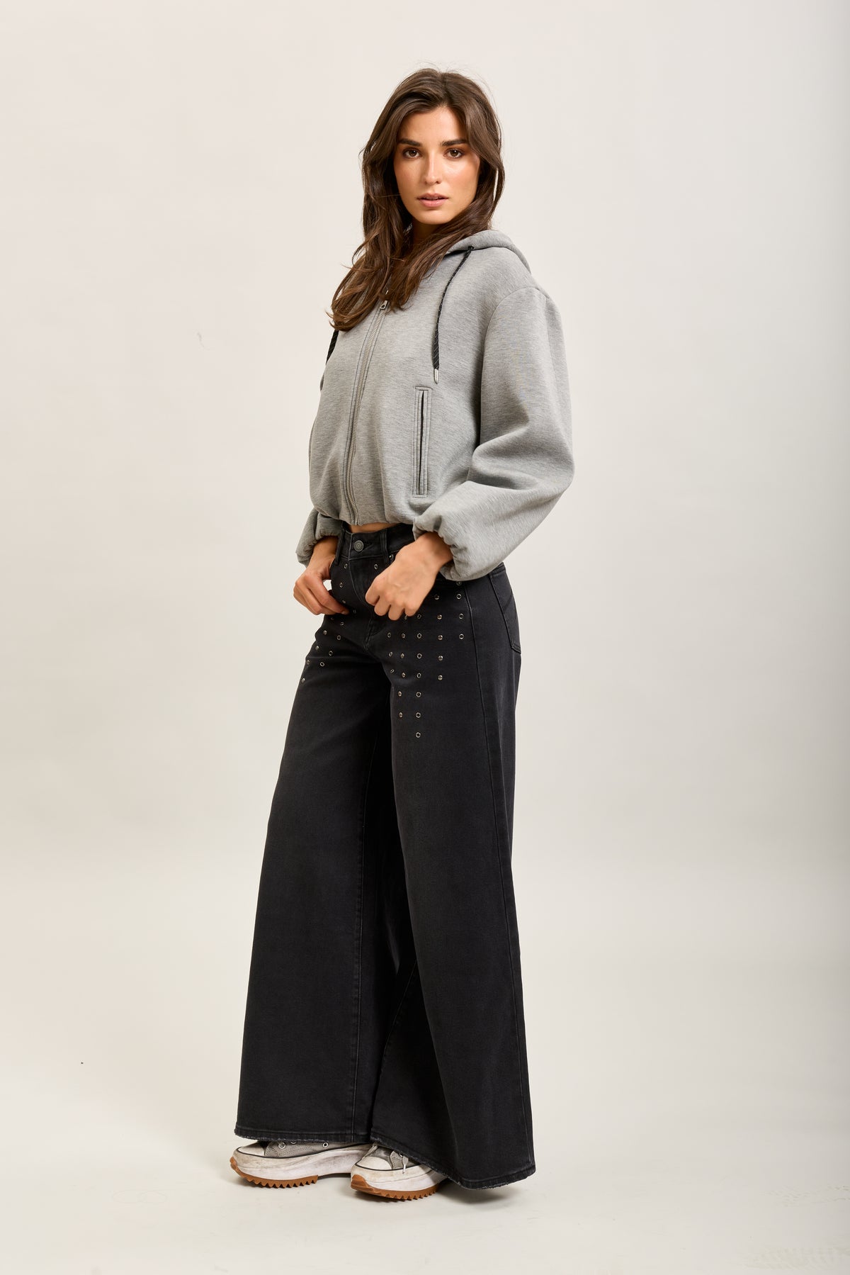 Toxik3 pantalon jean extra-wide denim stretch clous
