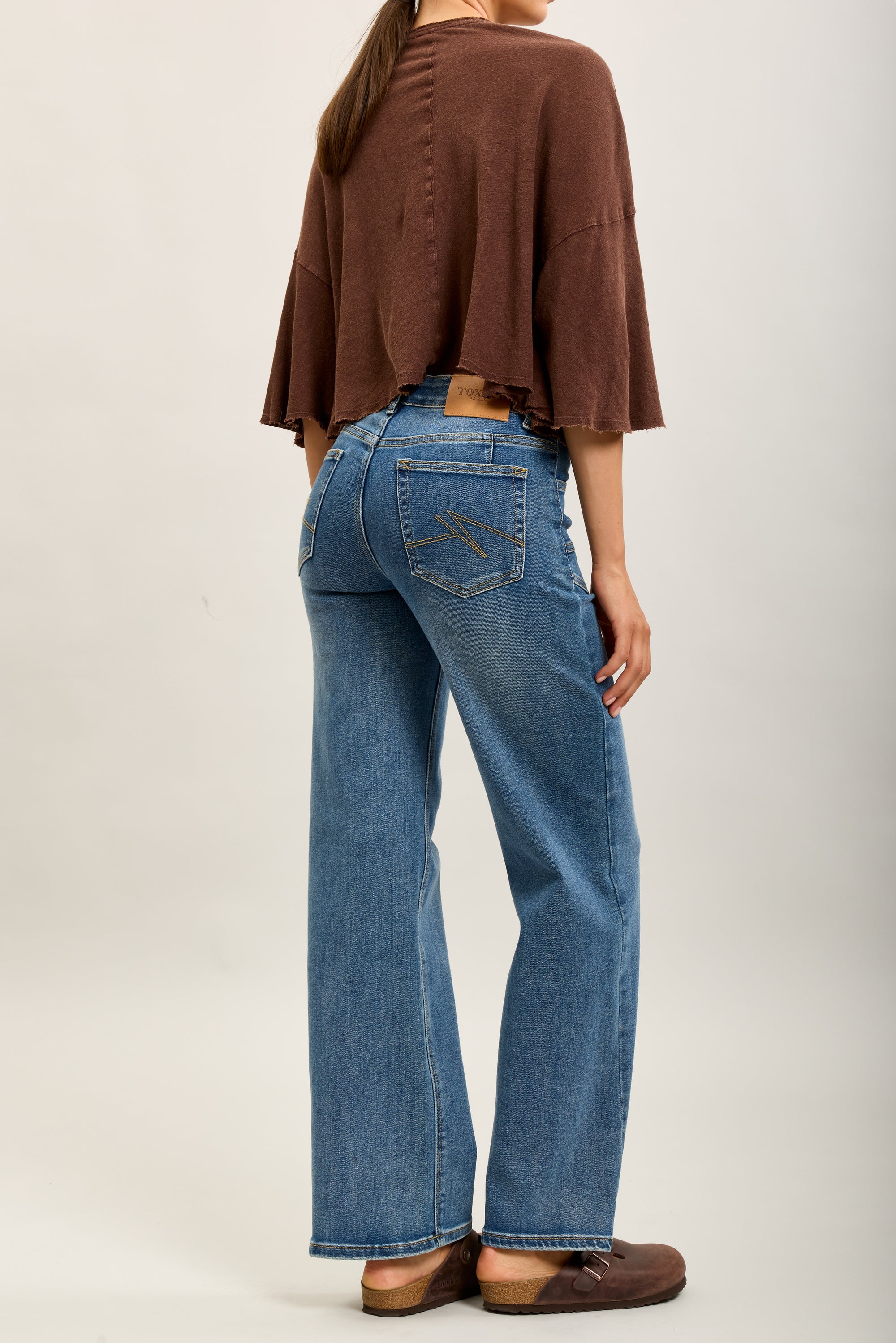 Toxik3 wide denim stretch jean pants patch pockets