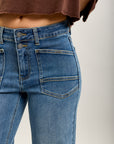 Toxik3 wide denim stretch jean pants patch pockets