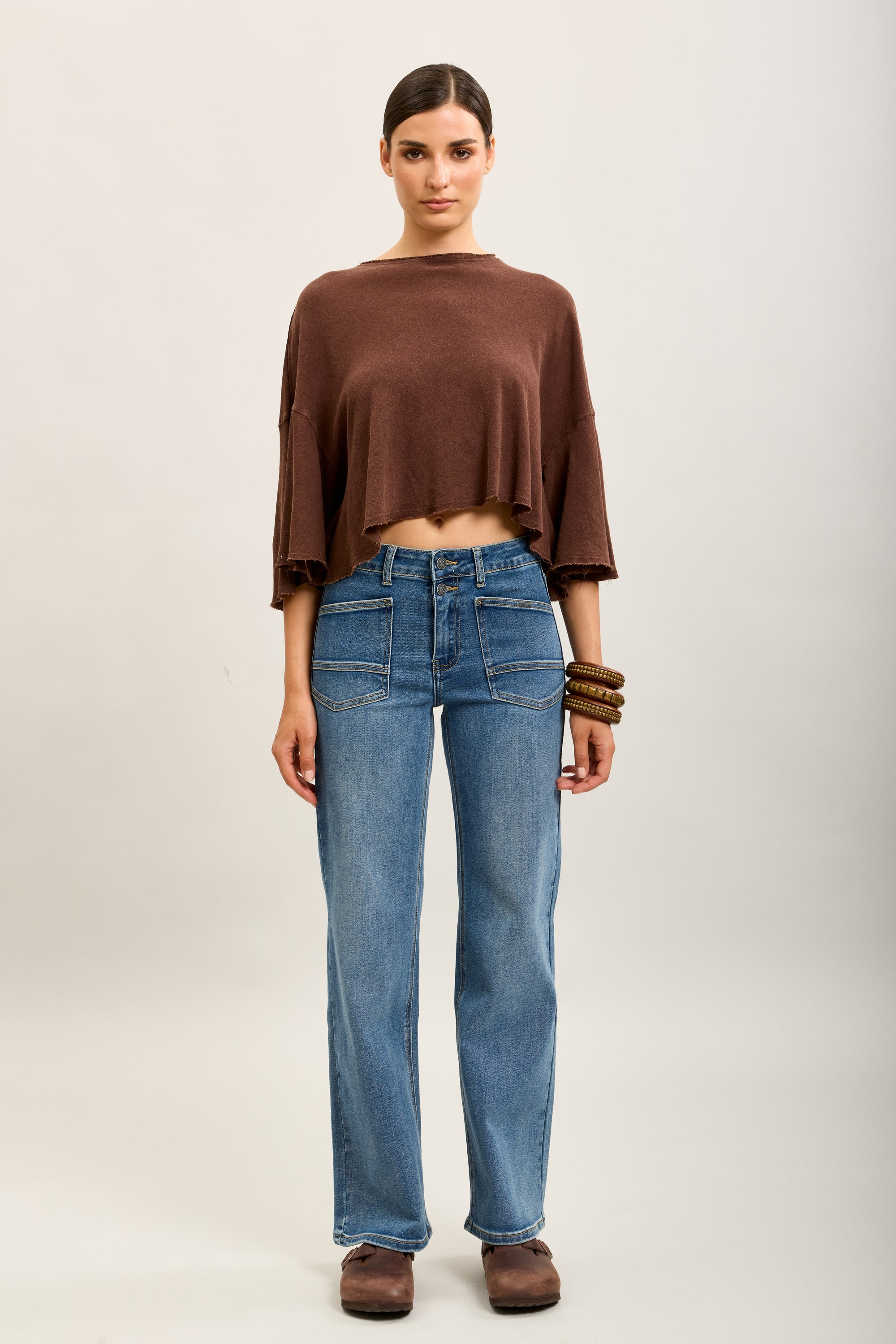 Toxik3 wide denim stretch jean pants patch pockets