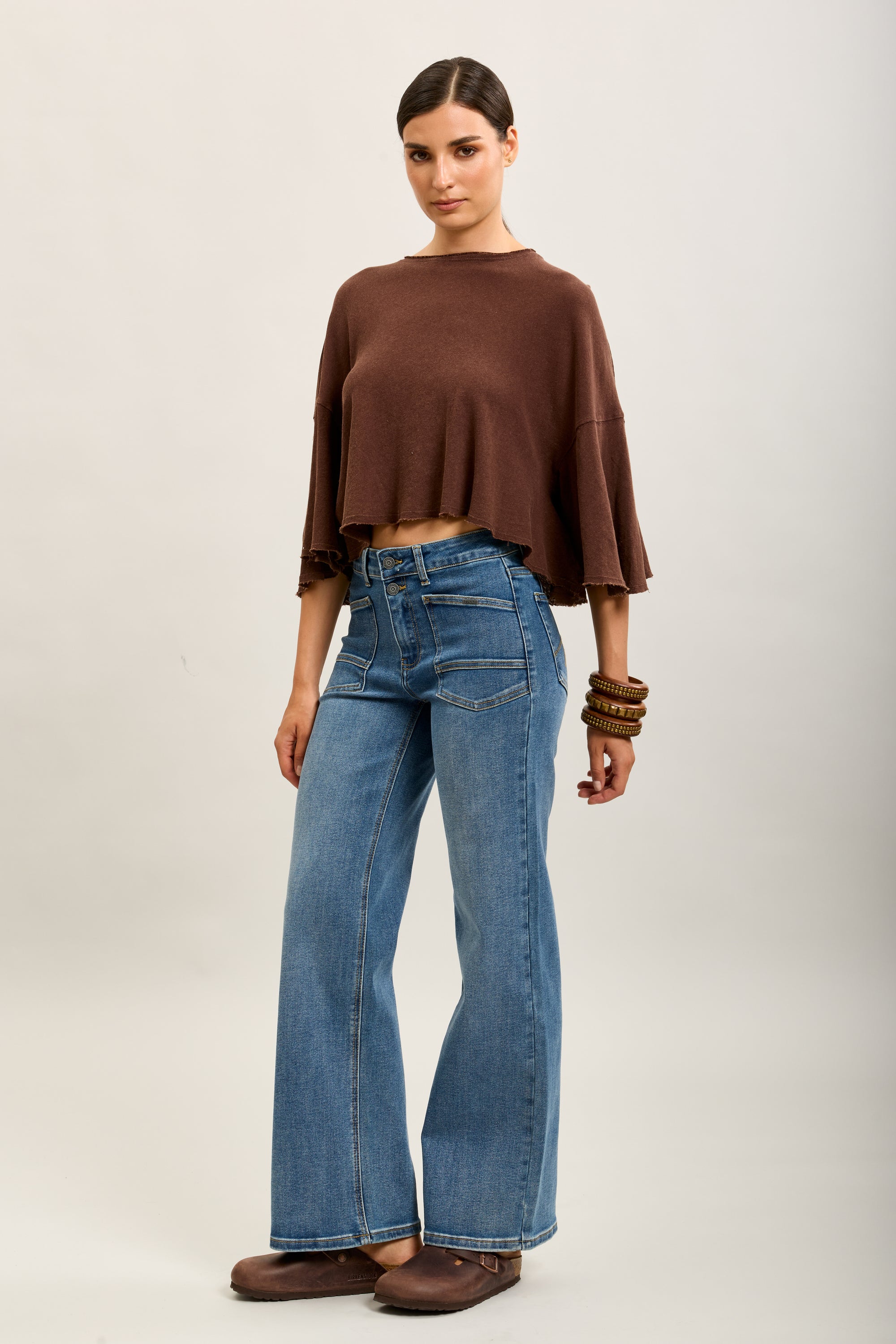 Toxik3 wide denim stretch jean pants patch pockets