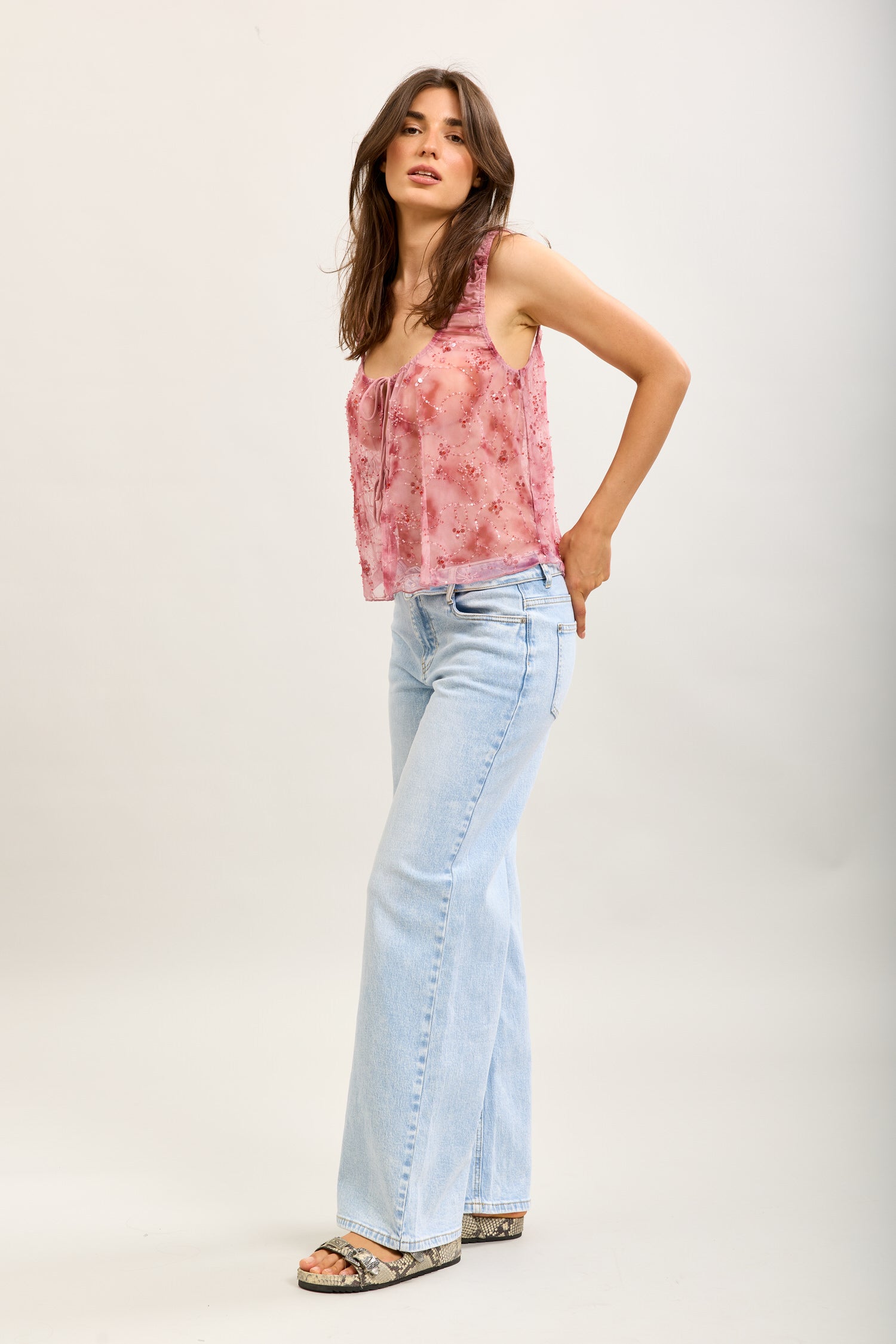 Toxik3 pantalon jean droit denim stretch ceinture retournée