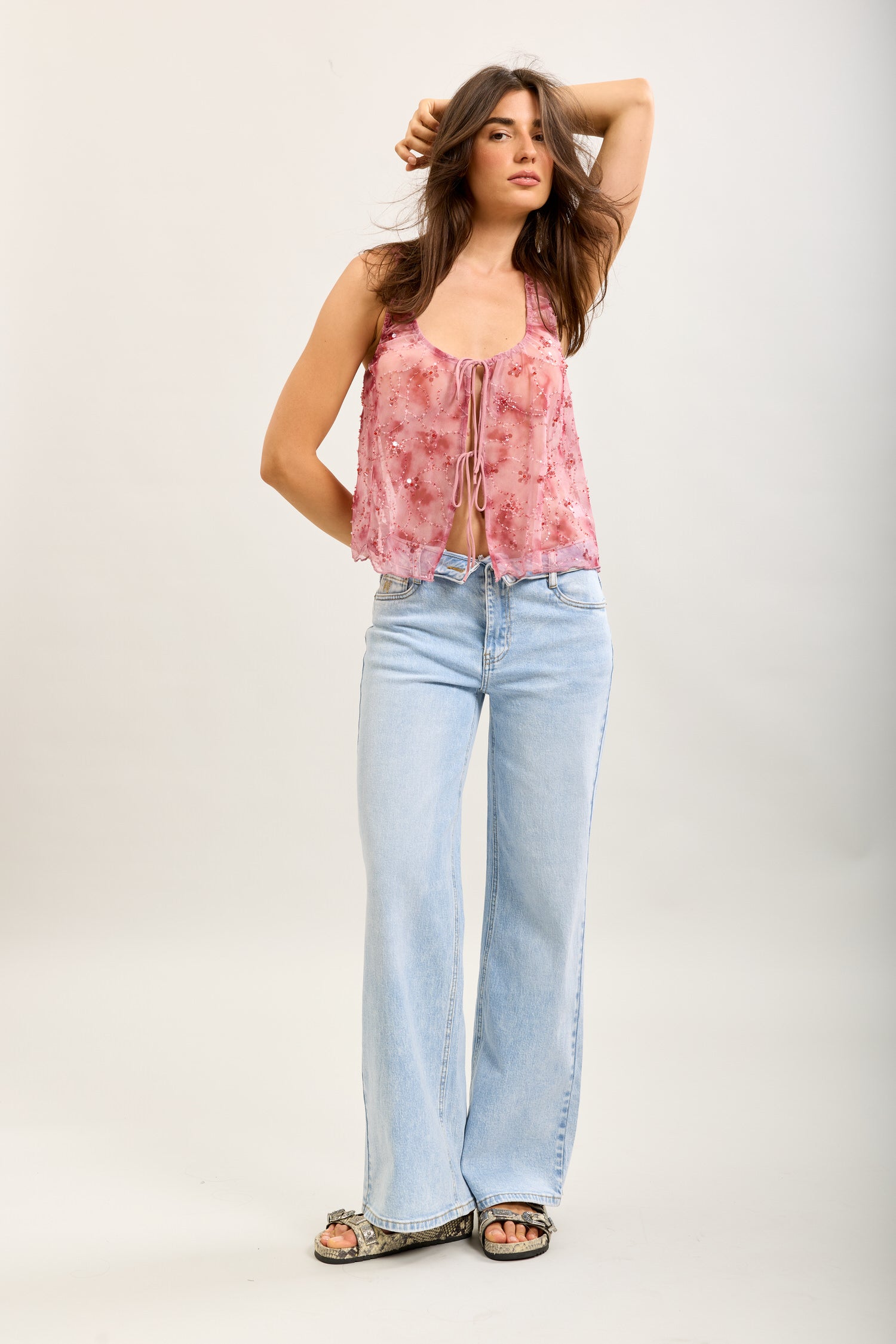 Toxik3 pantalon jean droit denim stretch ceinture retournée