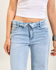 Toxik3 pantalon jean droit denim stretch ceinture retournée