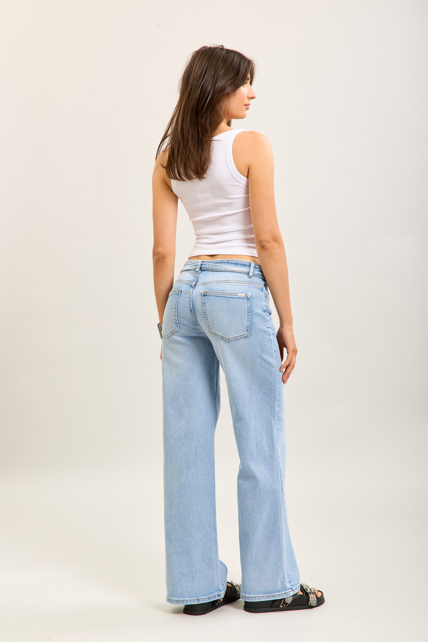 Toxik3 pantalon jean droit denim stretch ceinture retournée