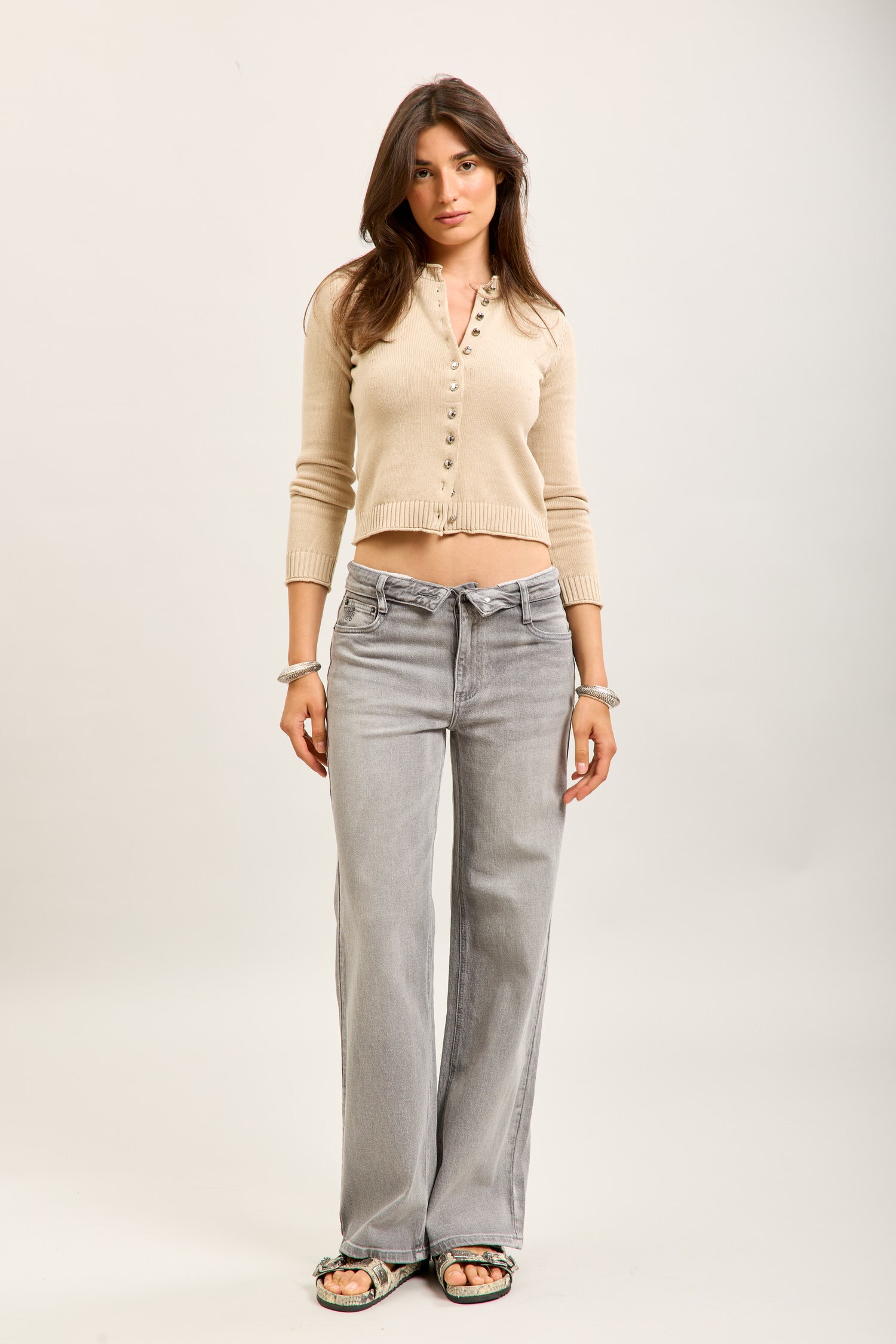 Toxik3 pantalon jean droit denim stretch ceinture retournée