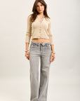 Toxik3 pantalon jean droit denim stretch ceinture retournée