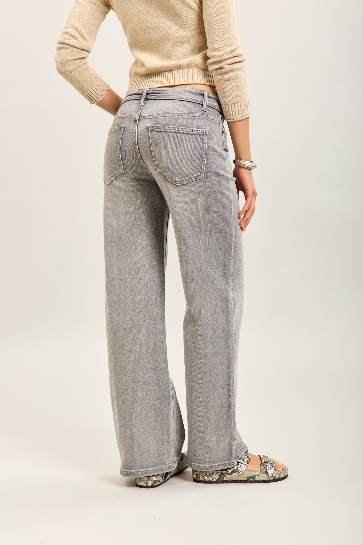Toxik3 pantalon jean droit denim stretch ceinture retournée