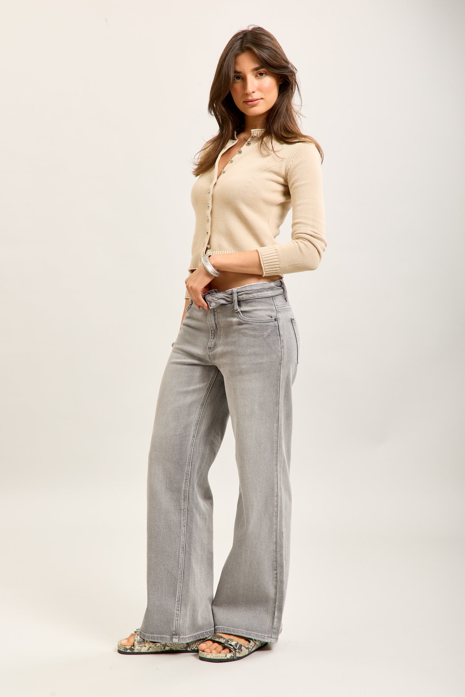 Toxik3 pantalon jean droit denim stretch ceinture retournée