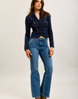 Toxik3 Bootcut-Jeanshose aus Stretch-Denim mit abgesteppten Taschen