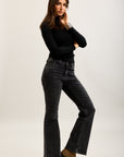 Toxik3 Bootcut-Jeanshose aus Stretch-Denim mit abgesteppten Taschen