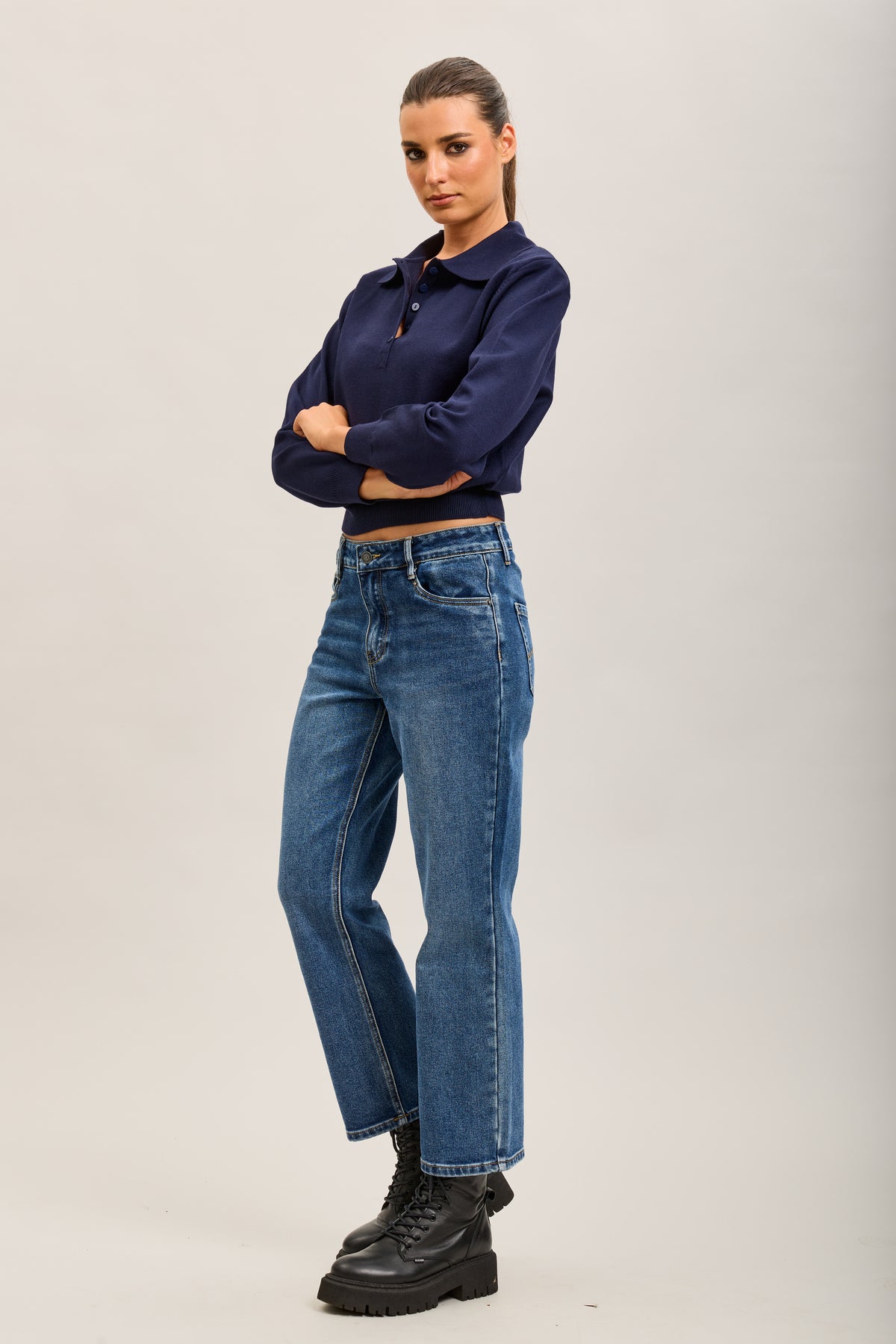 Toxik3 pantalon jean droit crop denim stretch