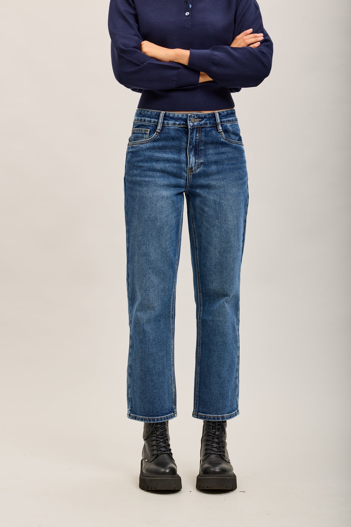 Toxik3 pantalon jean droit crop denim stretch