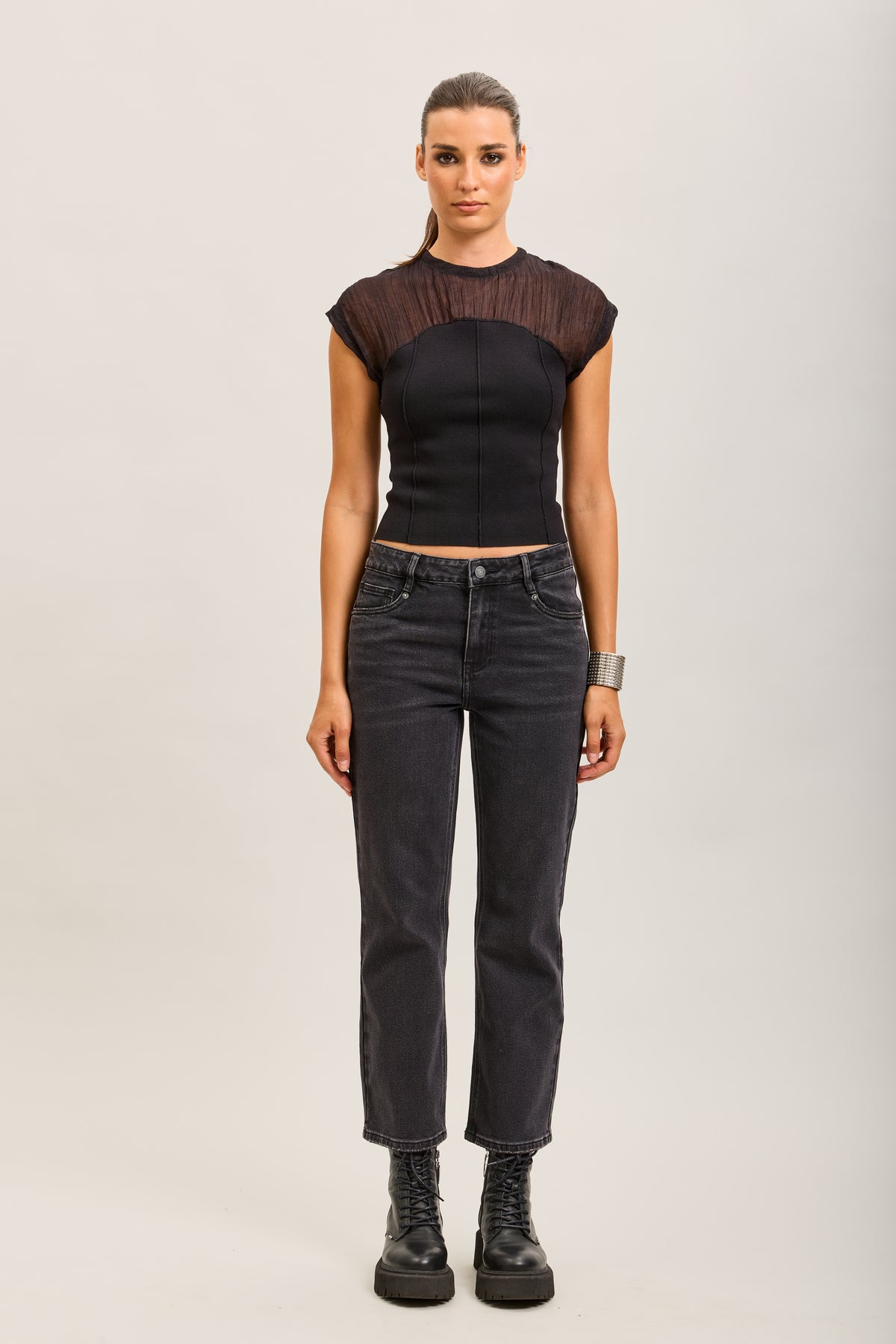 Toxik3 pantalon jean droit crop denim stretch