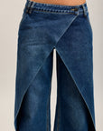 Toxik3 pantalones vaqueros extra anchos asimétricos de denim elástico