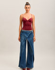 Toxik3 pantalones vaqueros extra anchos asimétricos de denim elástico