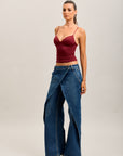 Toxik3 pantalones vaqueros extra anchos asimétricos de denim elástico