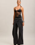 Toxik3 pantalones vaqueros extra anchos asimétricos de denim elástico