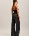 Toxik3 pantalones vaqueros extra anchos asimétricos de denim elástico