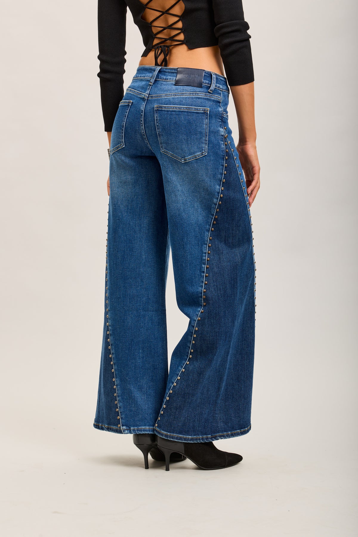 Toxik3 pantalon jean bi-color denim stretch extra-wide clous