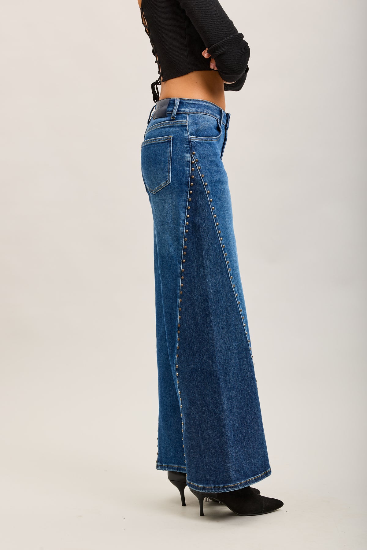 Toxik3 pantalon jean bi-color denim stretch extra-wide clous