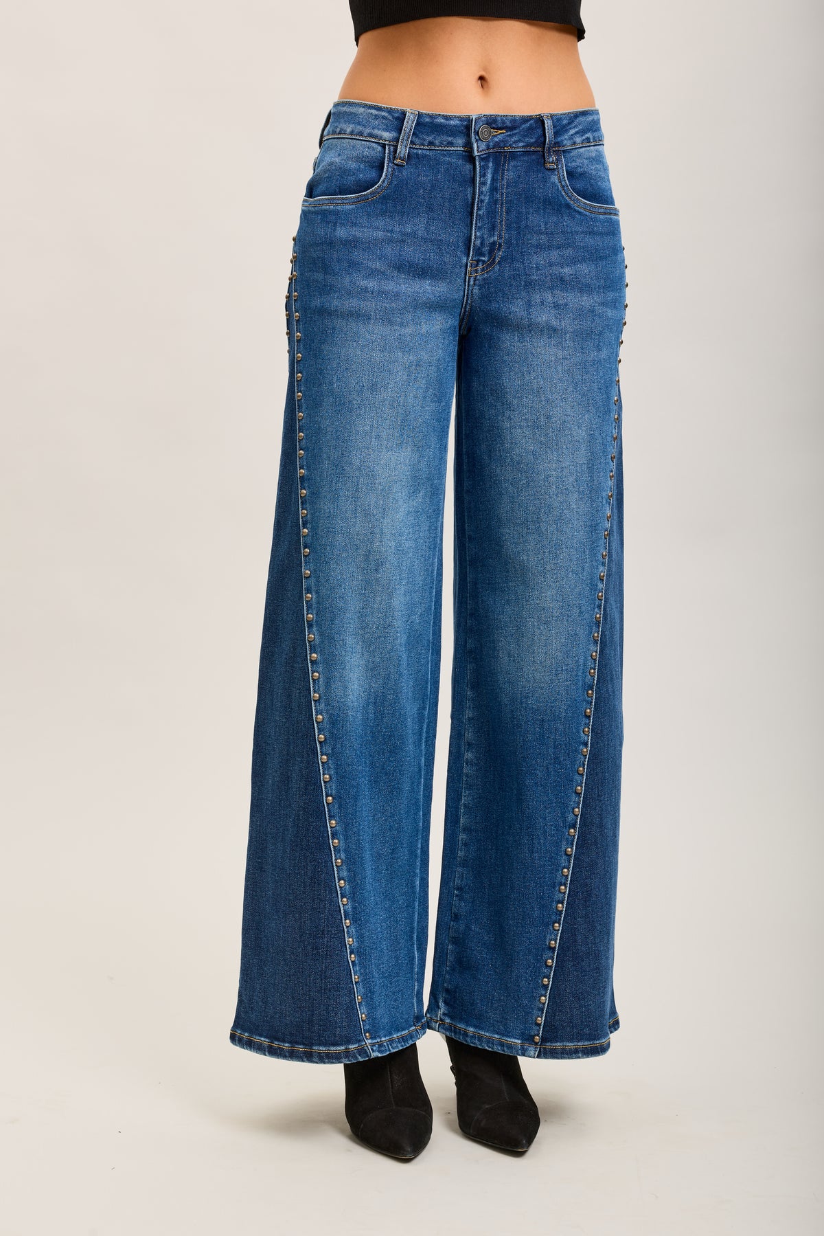 Toxik3 pantalon jean bi-color denim stretch extra-wide clous
