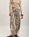 Toxik3 Ballon-Jeanshose aus Stretch-Denim mit Leopardenmuster