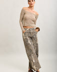 Toxik3 Ballon-Jeanshose aus Stretch-Denim mit Leopardenmuster