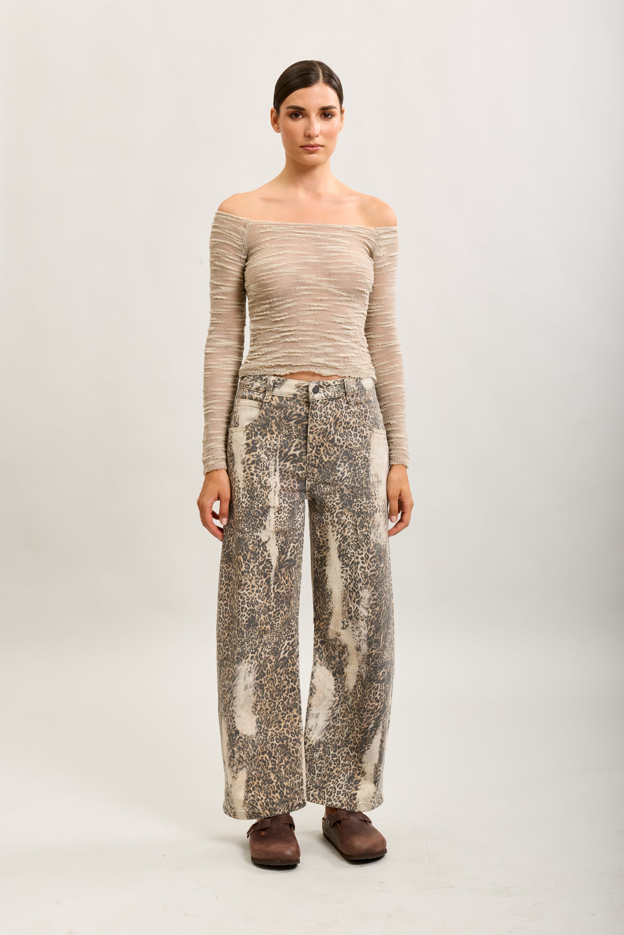 Toxik3 Ballon-Jeanshose aus Stretch-Denim mit Leopardenmuster
