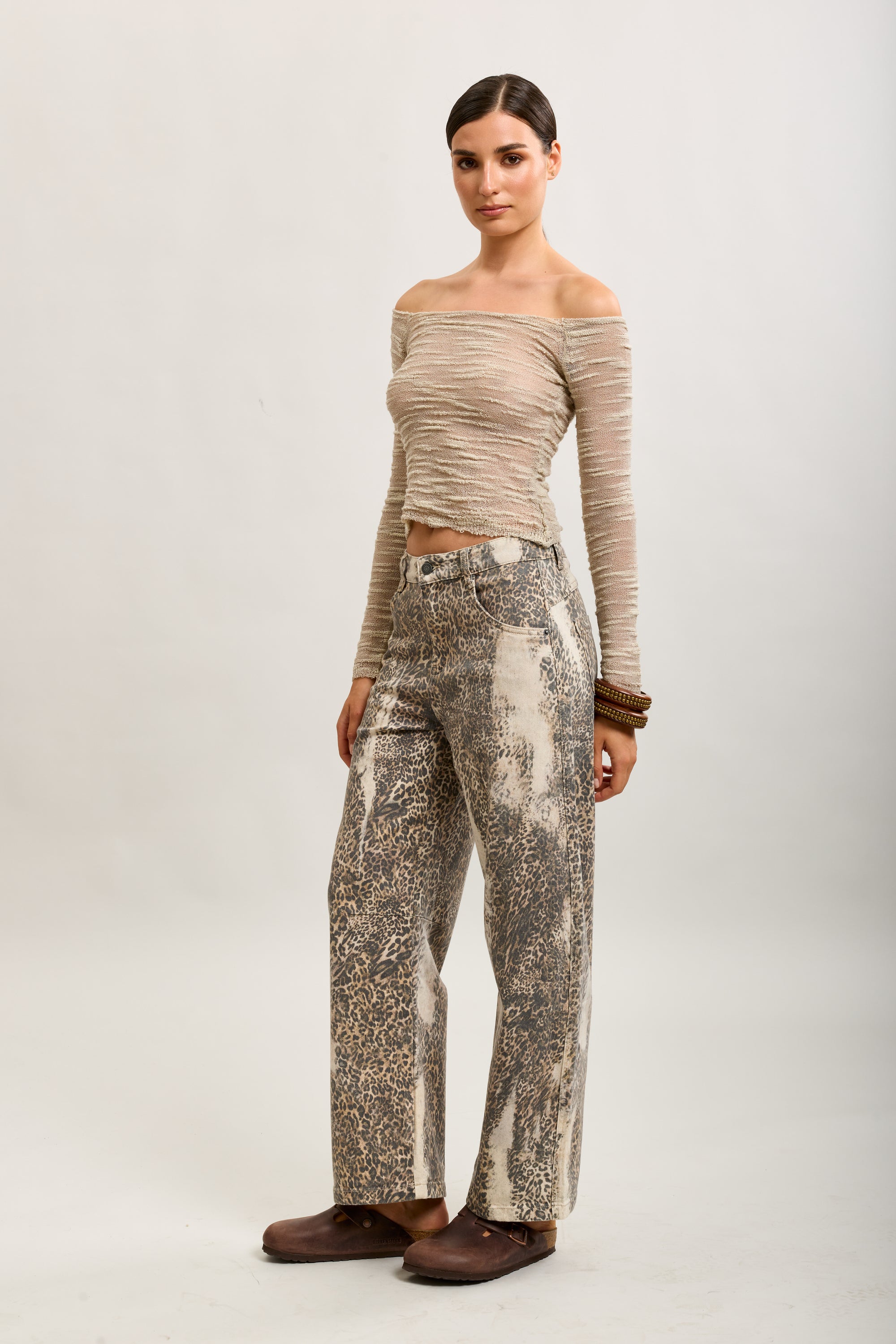 Toxik3 Ballon-Jeanshose aus Stretch-Denim mit Leopardenmuster