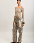 Toxik3 Ballon-Jeanshose aus Stretch-Denim mit Leopardenmuster