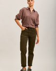 Toxik3 pantalon jean mom cropped denim stretch ourlet